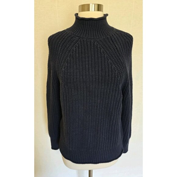 J Crew Womens Relaxed Rollneck Sweater Size XS Navy Blue Cotton - Picture 1 of 7